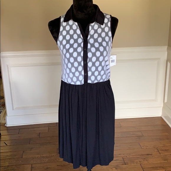Kenzie Black & White Patterned Collar Dress NWT - Picture 3 of 8